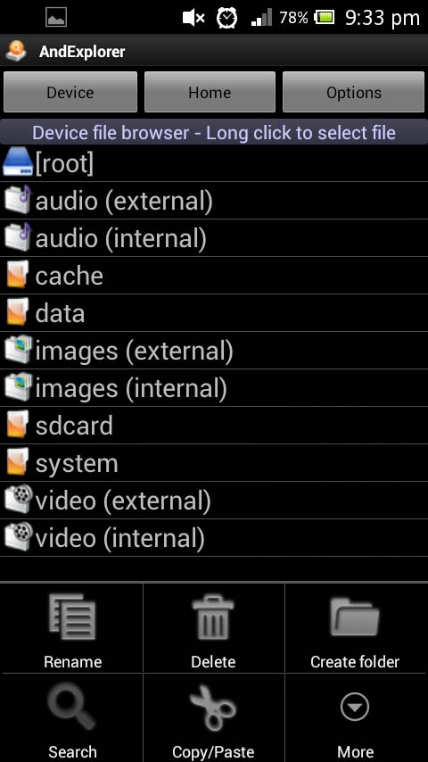 AndExplorer File Manager for Android Devices