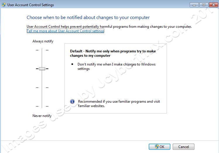 How to Change User Account Control Settings when Notifications appear on Windows 7