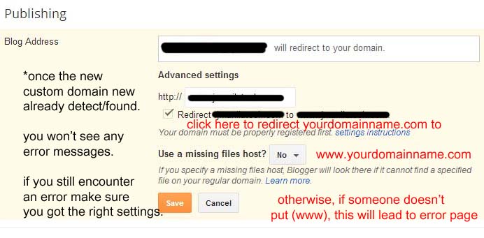 Setup and use custom domain name in Blogger