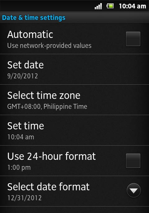 Setting Date and Time on Android Smartphone