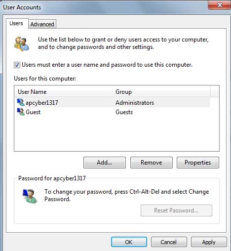 Disable or Turn off Automatic Logon of the User Account on Windows 7/Vista